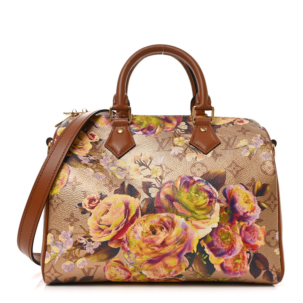 Louis Vuitton Metallic Monogram LV Garden Speedy Bandouliere 25 Gold