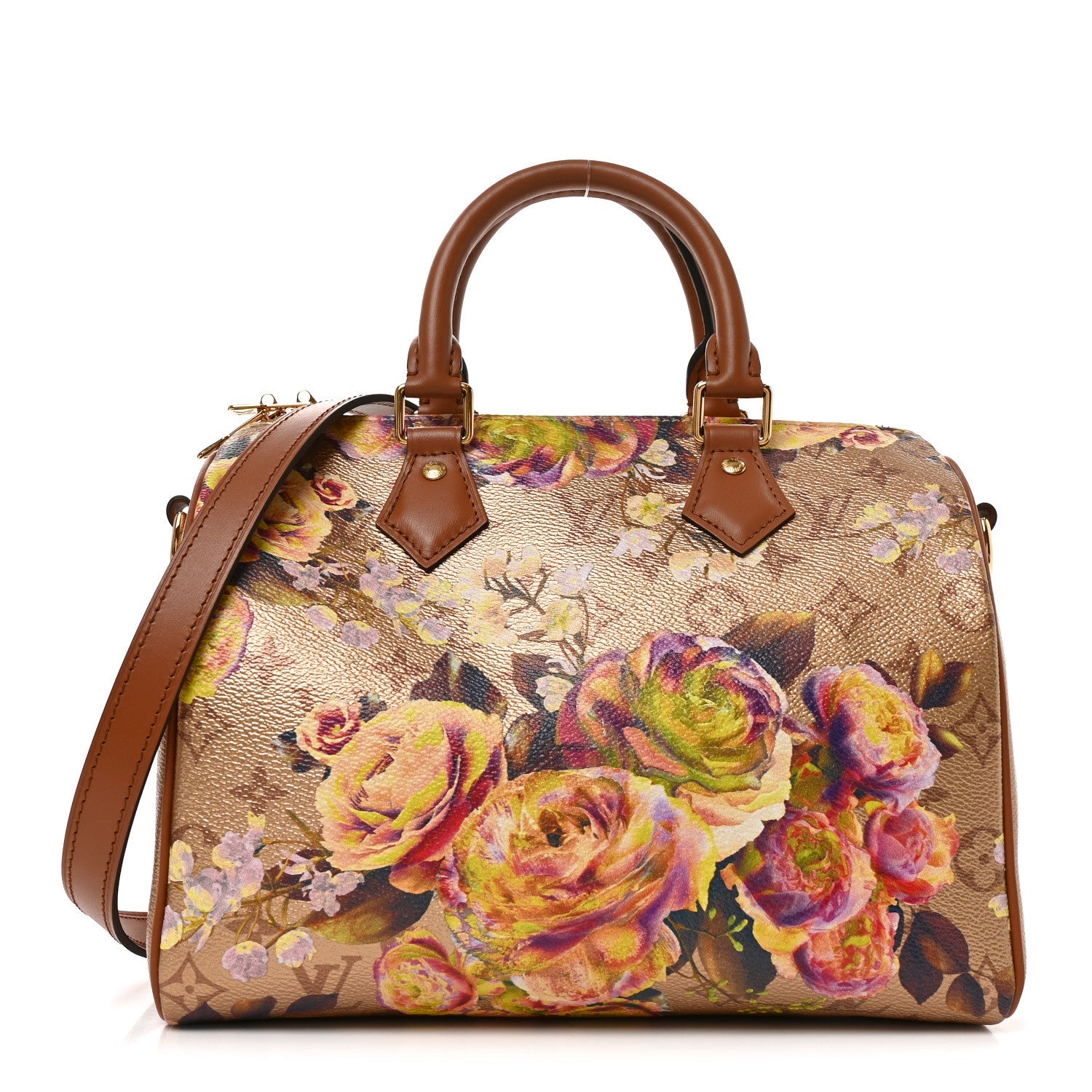 Louis Vuitton Metallic Monogram LV Garden Speedy Bandouliere 25 Gold
