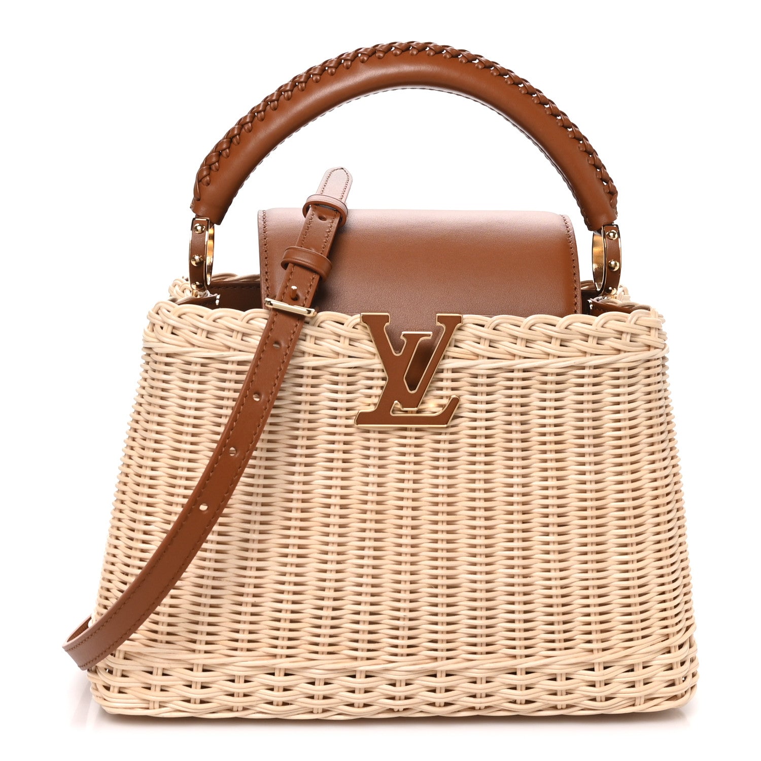 Louis Vuitton Rattan Calfskin Capucines BB Tan