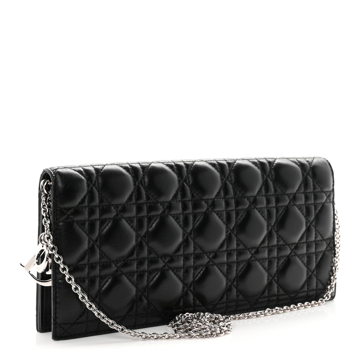 Dior Lambskin Cannage Lady Dior Convertible Clutch Black