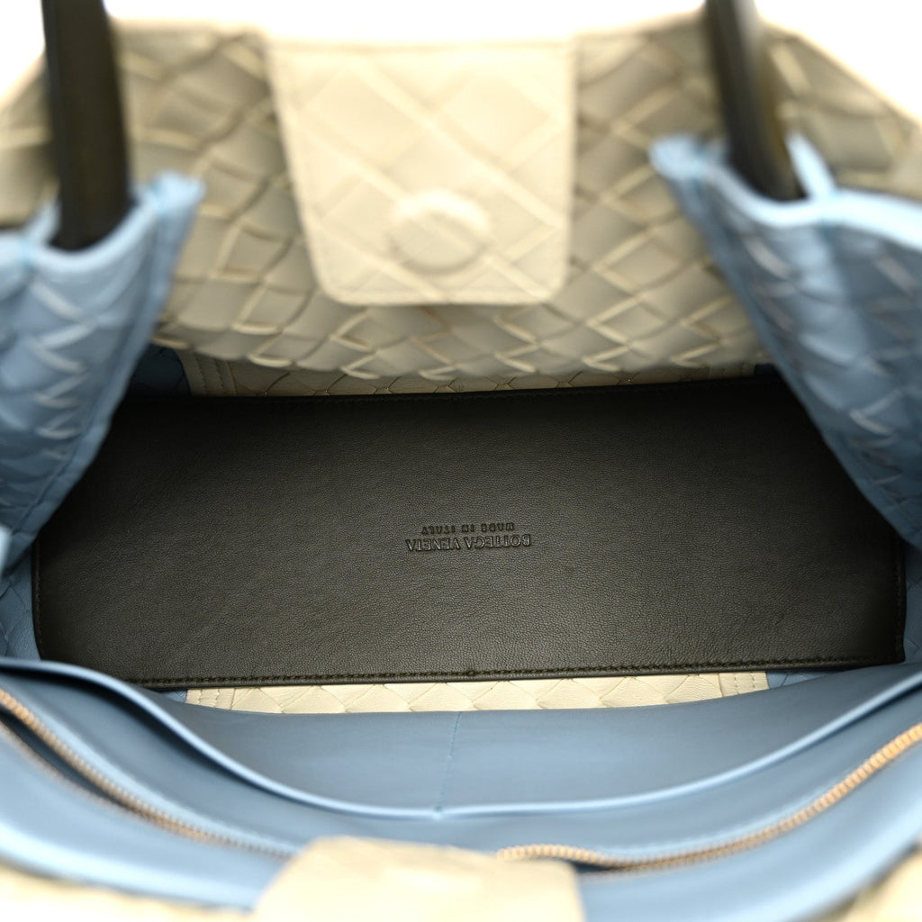 Bottega Veneta Nappa Intrecciato Medium Andiamo Shoulder Bag Sea Salt Ice Kaki
