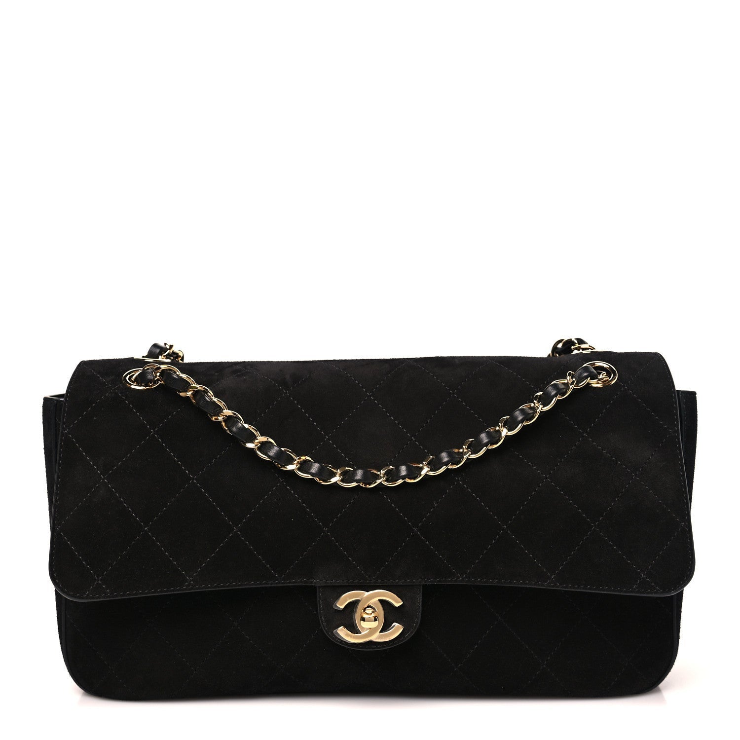 Chanel Suede Calfskin Small Maxi Flap Black