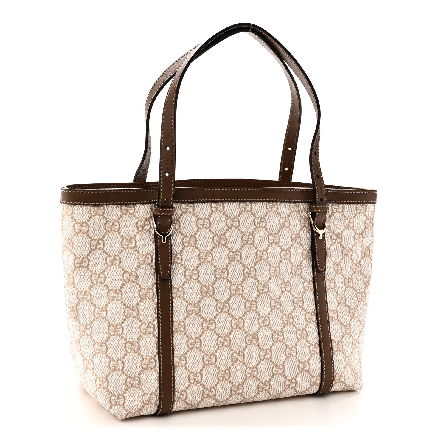 Gucci GG Supreme Monogram Calfskin Small Nice Tote New Mystic White Beige Brown