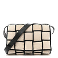 Bottega Veneta Canvas Intrecciato Padded Cassette Crossbody Bag Natural Black