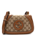 Gucci GG Supreme Monogram Calfskin Blondie Small Shoulder Bag Beige Brown