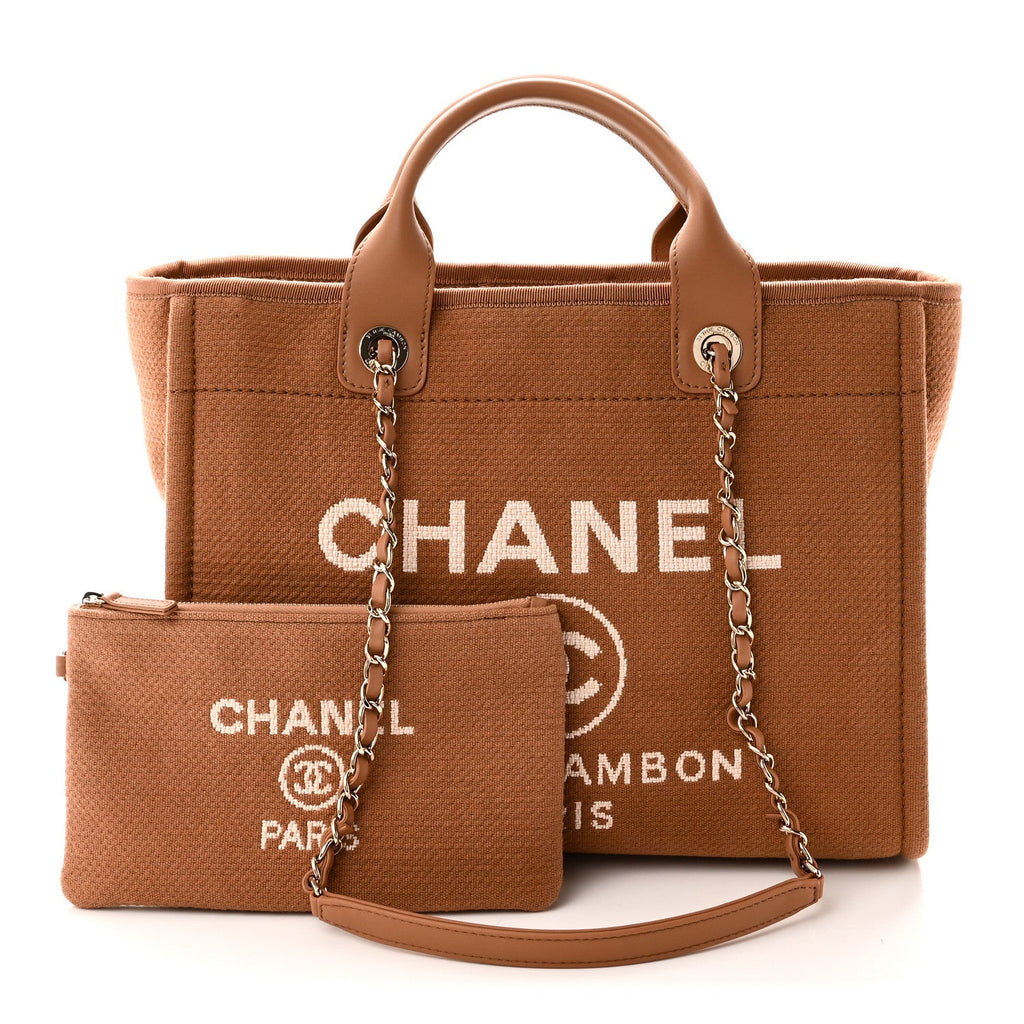 Chanel Mixed Fibers Small Deauville Tote Camel