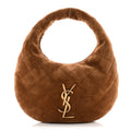 Saint Laurent Suede Quilted Icarino Bag Caramel Cognac