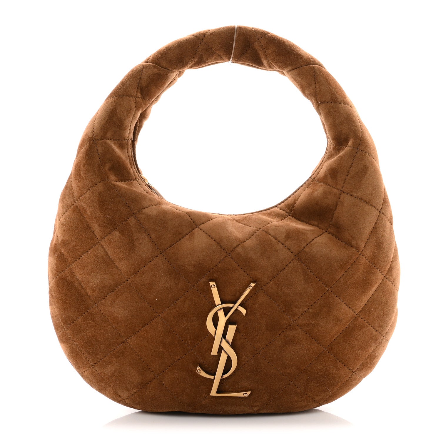 Saint Laurent Suede Quilted Icarino Bag Caramel Cognac