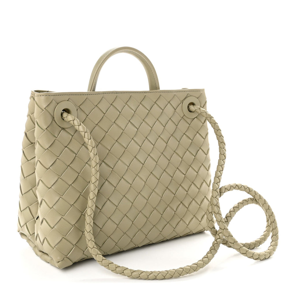 Bottega Veneta Nappa Intrecciato Small Andiamo Shoulder Bag Travertine