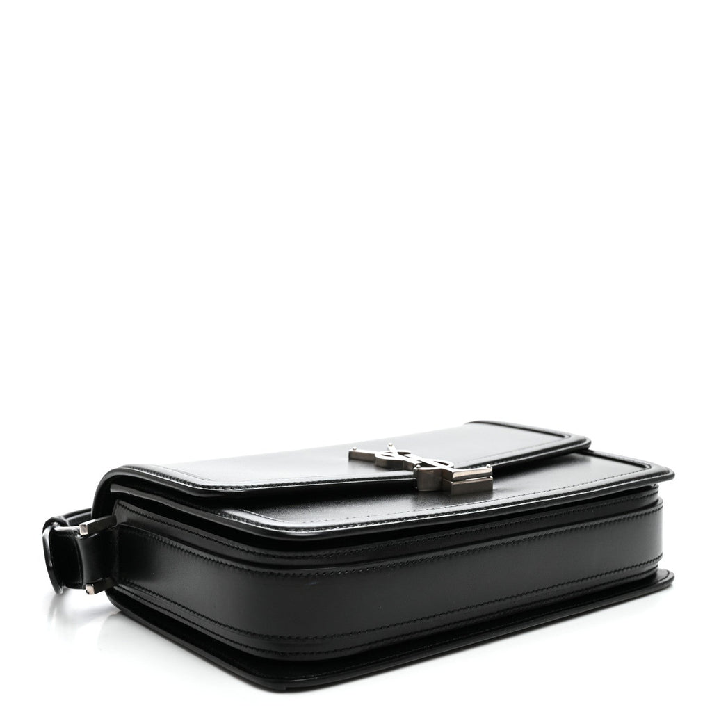 Saint Laurent Box Calfskin Monogram Medium Solferino Satchel Black