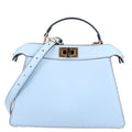 Fendi Vitello Seta Shiny Nappa Small Peekaboo I SEE U Satchel Azzurro Baby Camelia