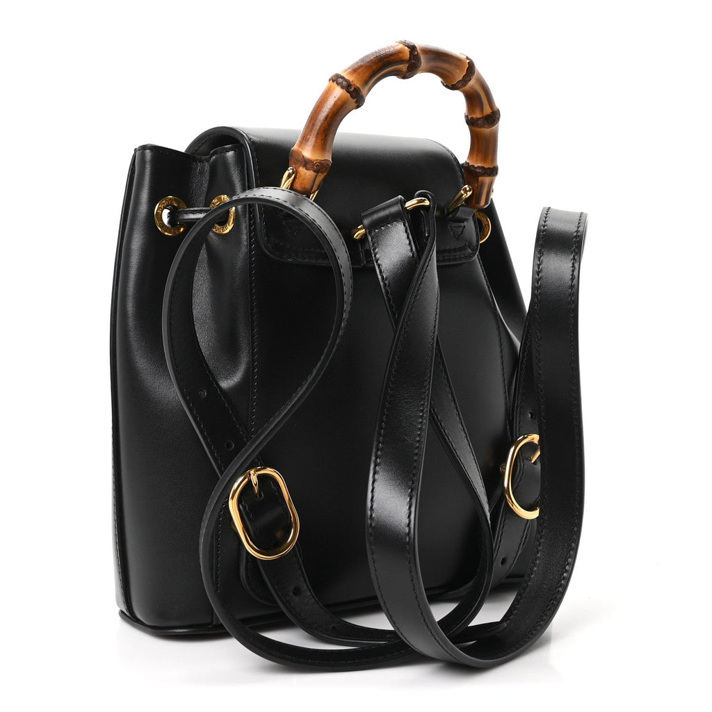 Gucci Calfskin Bamboo Backpack Black