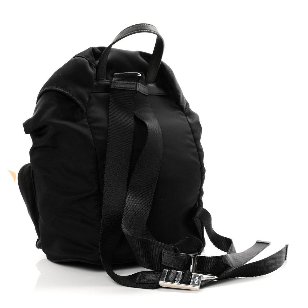 Prada Tessuto Nylon Vela Small Double Buckle Backpack Black