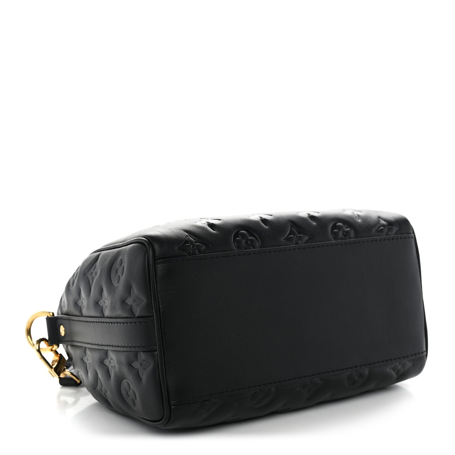 Louis Vuitton Lambskin Embossed Monogram Speedy 22 Bandouliere Black