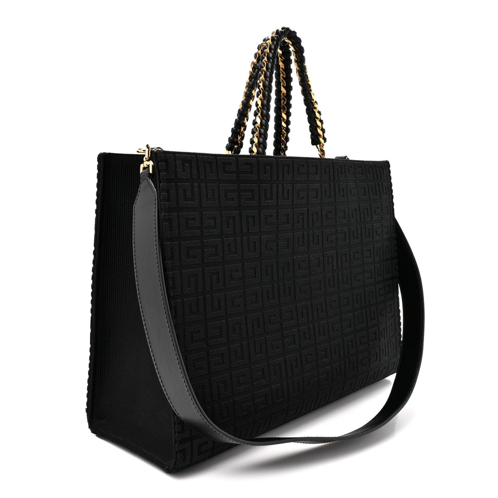 Givenchy Canvas Jacquard 4G Medium Chain Tote Black