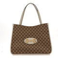 Gucci Monogram New Sakai Calfskin Lux Horsebit 1955 Tote Beige Ebony Mystic White