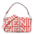 Fendi X MARC JACOBS Vitello Seta Logo Print Baguette Glow Coral White