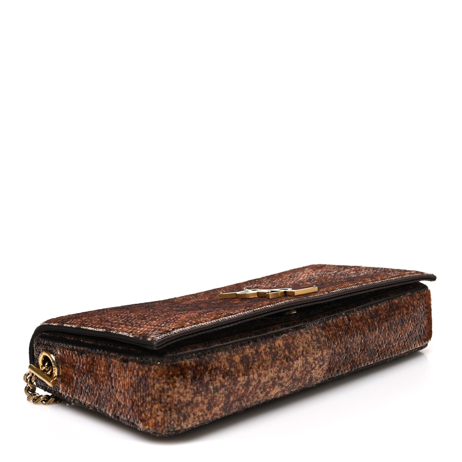 Saint Laurent Sequin Satin Monogram Tassel Kate 99 Brown