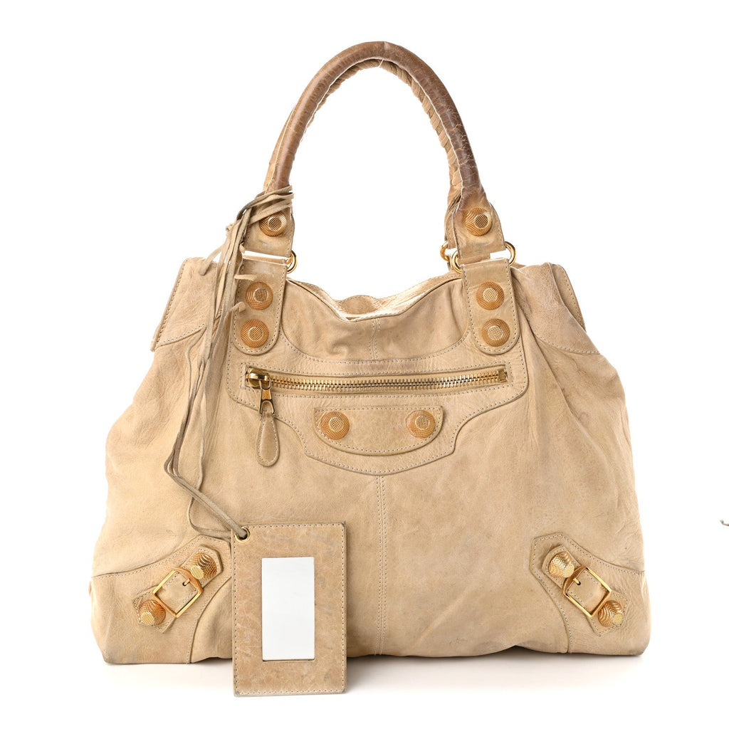 Balenciaga Agneau Giant 21 Gold Hardware Brief Praline