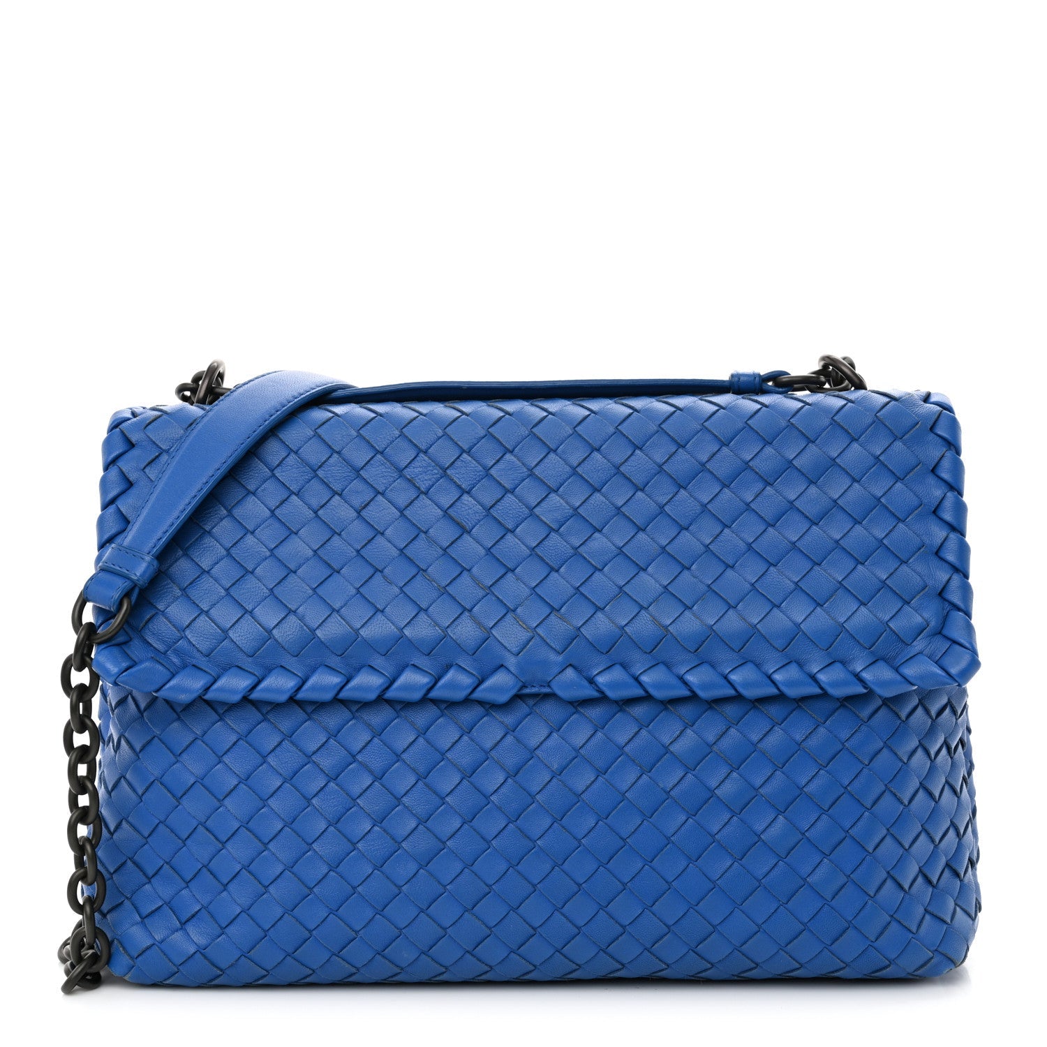 Bottega Veneta Nappa Intrecciato Large Olimpia Bag Blue