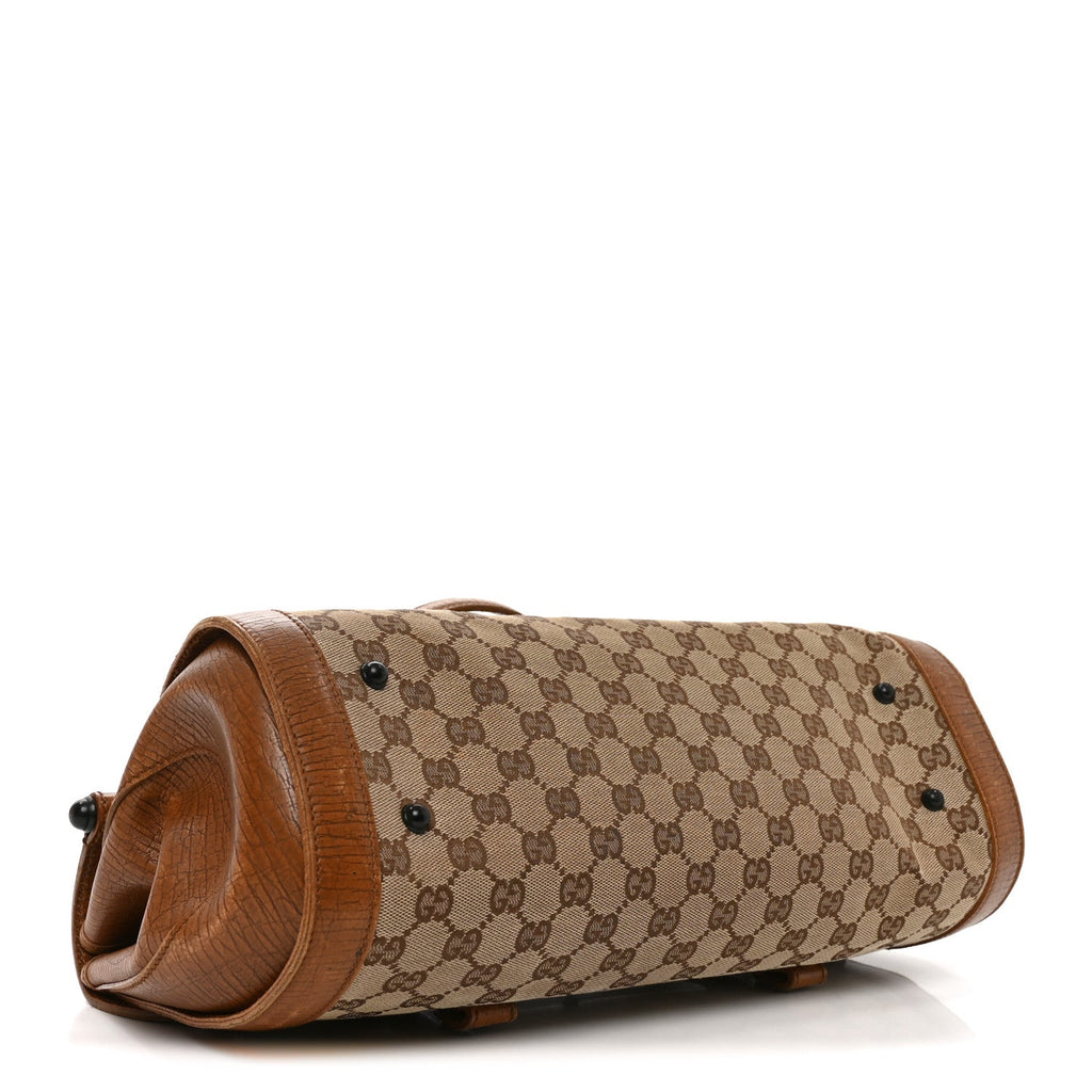 Gucci Monogram Bamboo Bullet Handbag Brown
