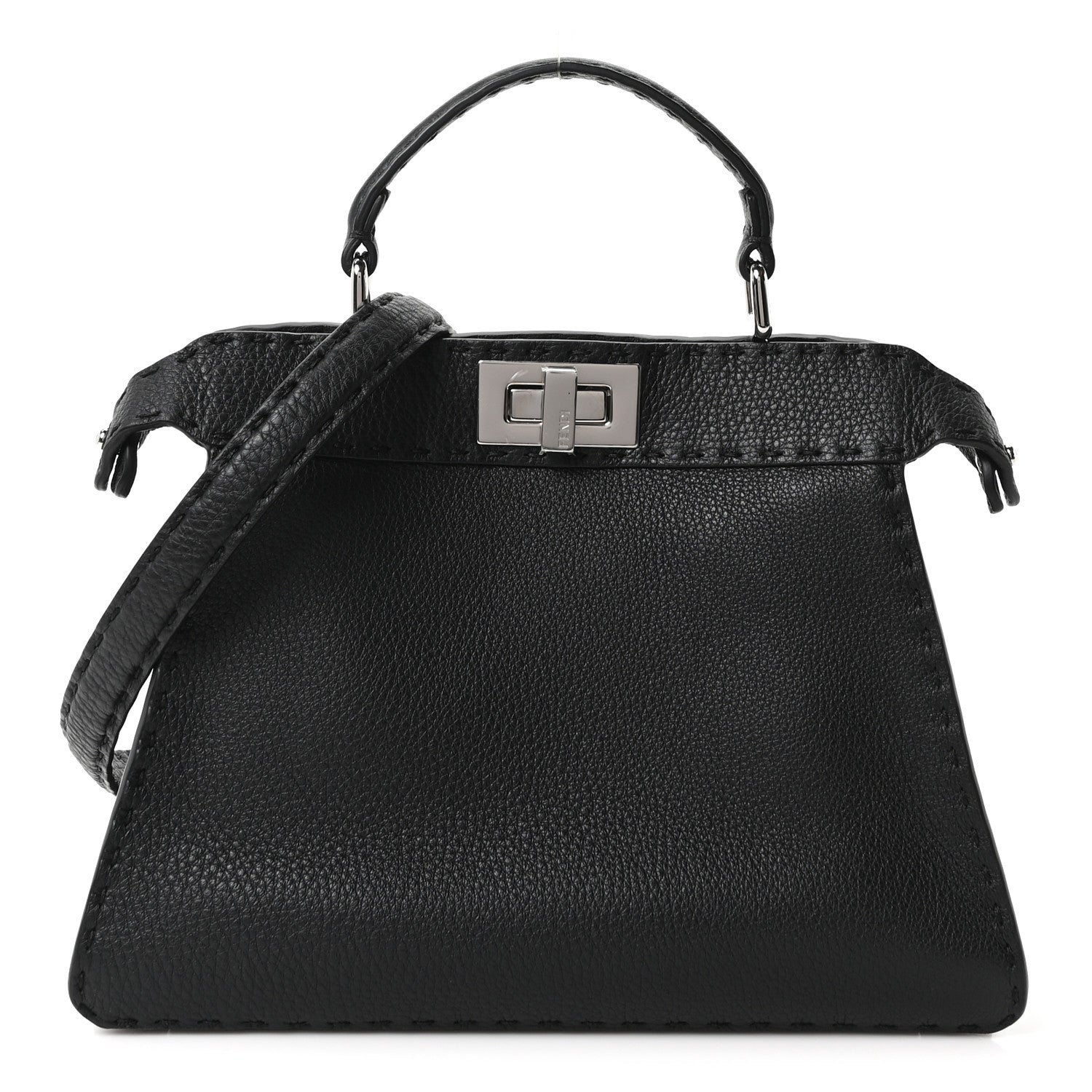 Fendi Cuoio Romano Selleria Chamois Small Peekaboo I SEE U Satchel Black Camel Sunflower