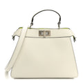 Fendi Vitello Seta Nappa Bi-Color Small Peekaboo I SEE U Satchel White Ice Yellow Fluo