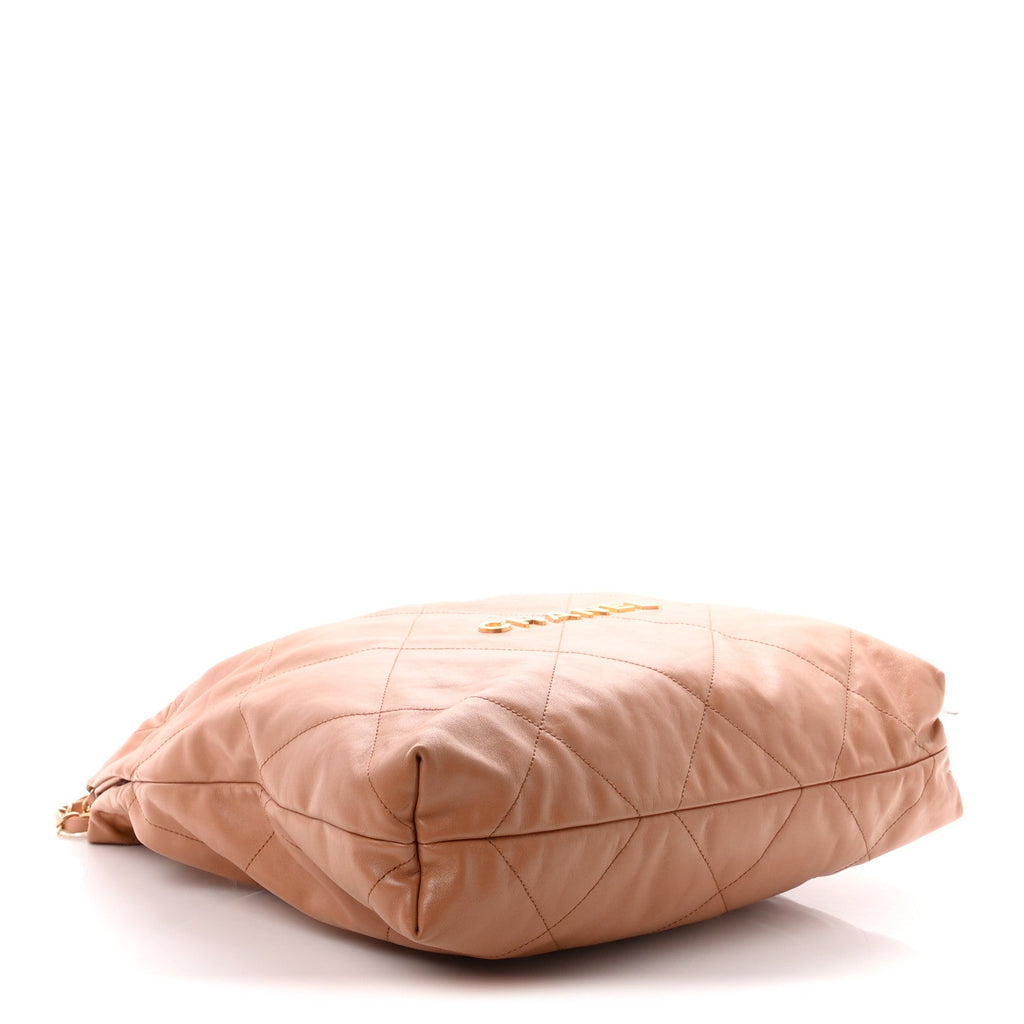 Chanel Shiny Calfskin Quilted Chanel 22 Camel