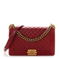 Chanel Lambskin Quilted New Medium Boy Flap Dark Red