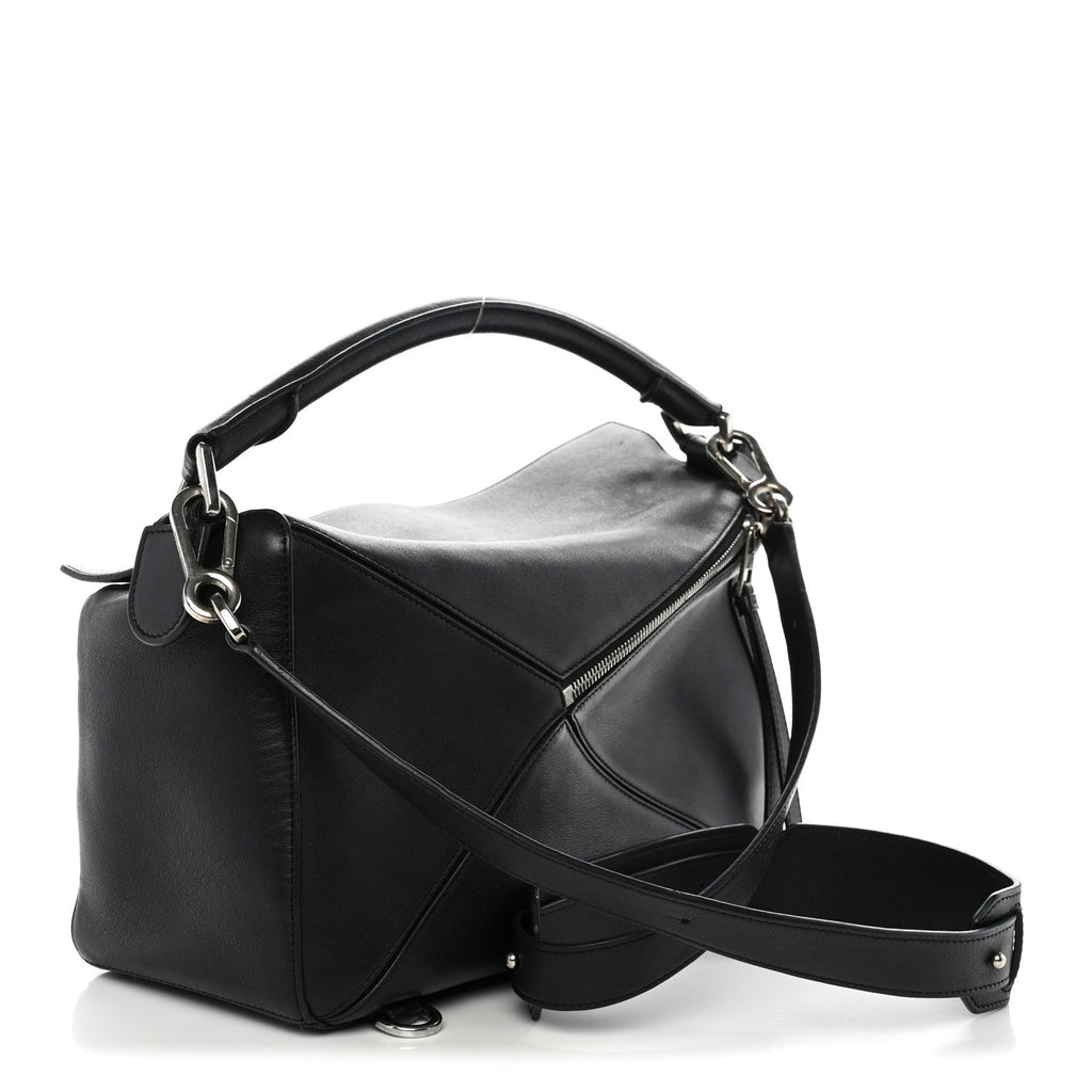 Loewe Calfskin Medium Puzzle Bag Black