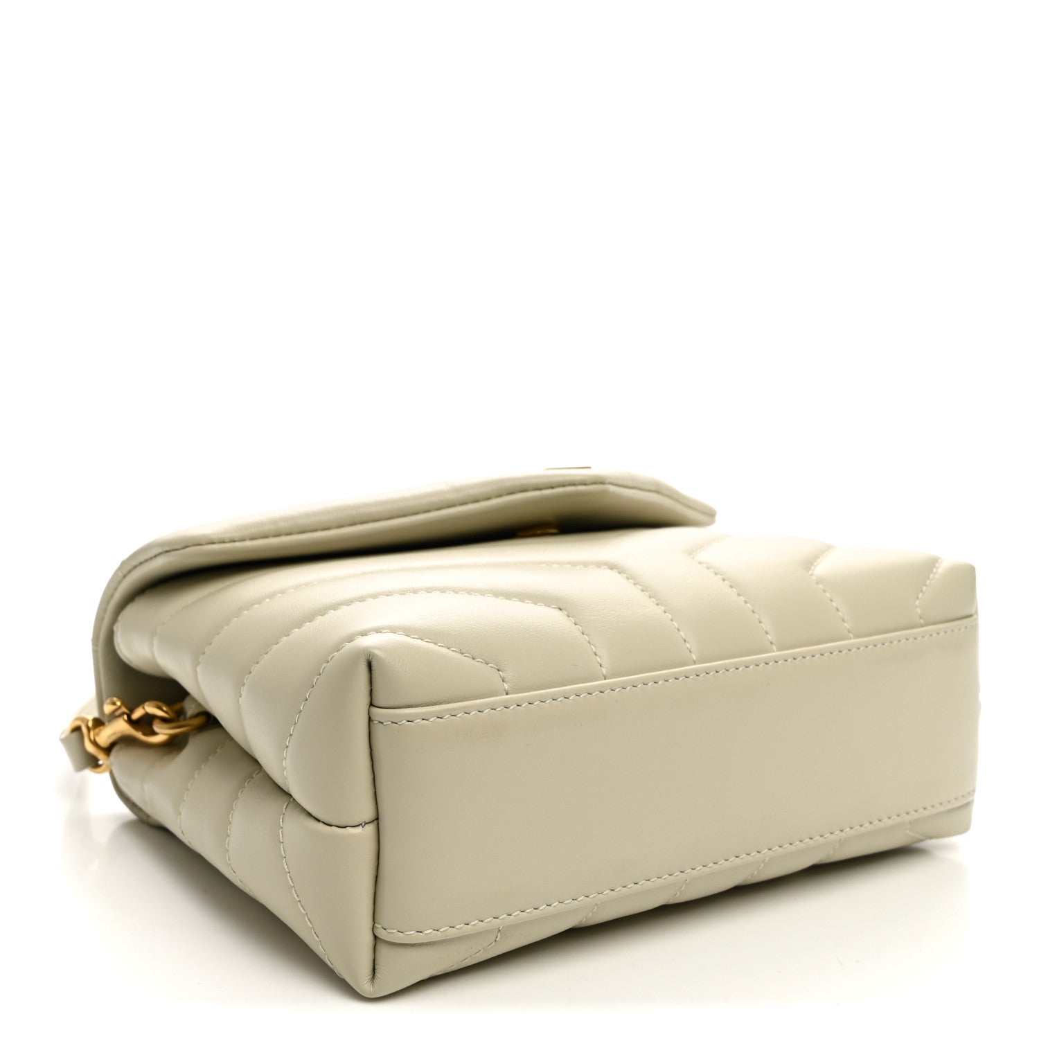 Saint Laurent Calfskin Y Quilted Monogram Toy Loulou Crossbody Bag Blanc Vintage