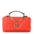 Gucci Lambskin Embossed Mini GG Milano Top Handle Shoulder Bag Orange