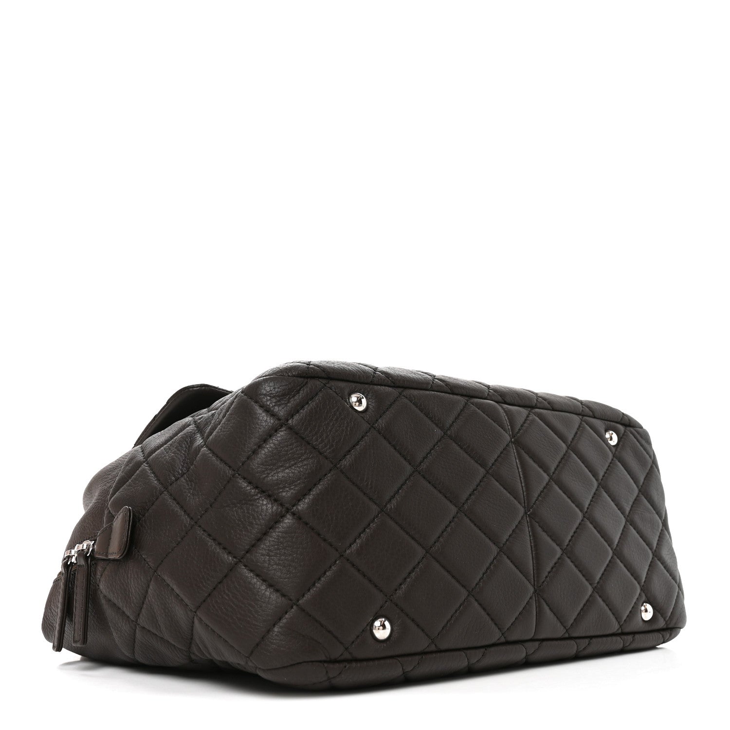 Chanel Lambskin Quilted Travel Flap Tote Dark Brown