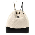 Chanel Aged Calfskin Quilted Small Gabrielle Backpack Black White front view