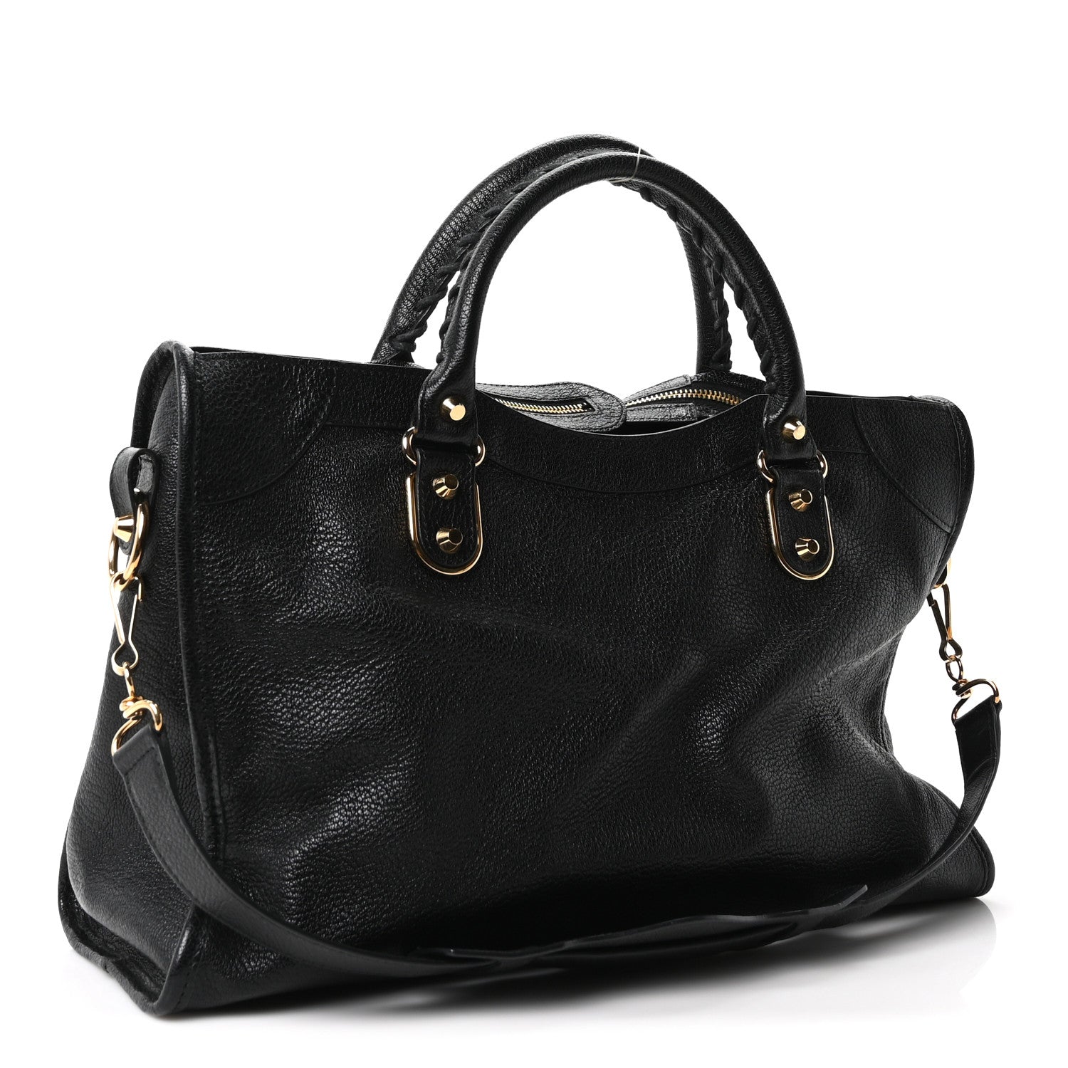 Balenciaga Chevre Gold Metallic Edge Hardware City Black