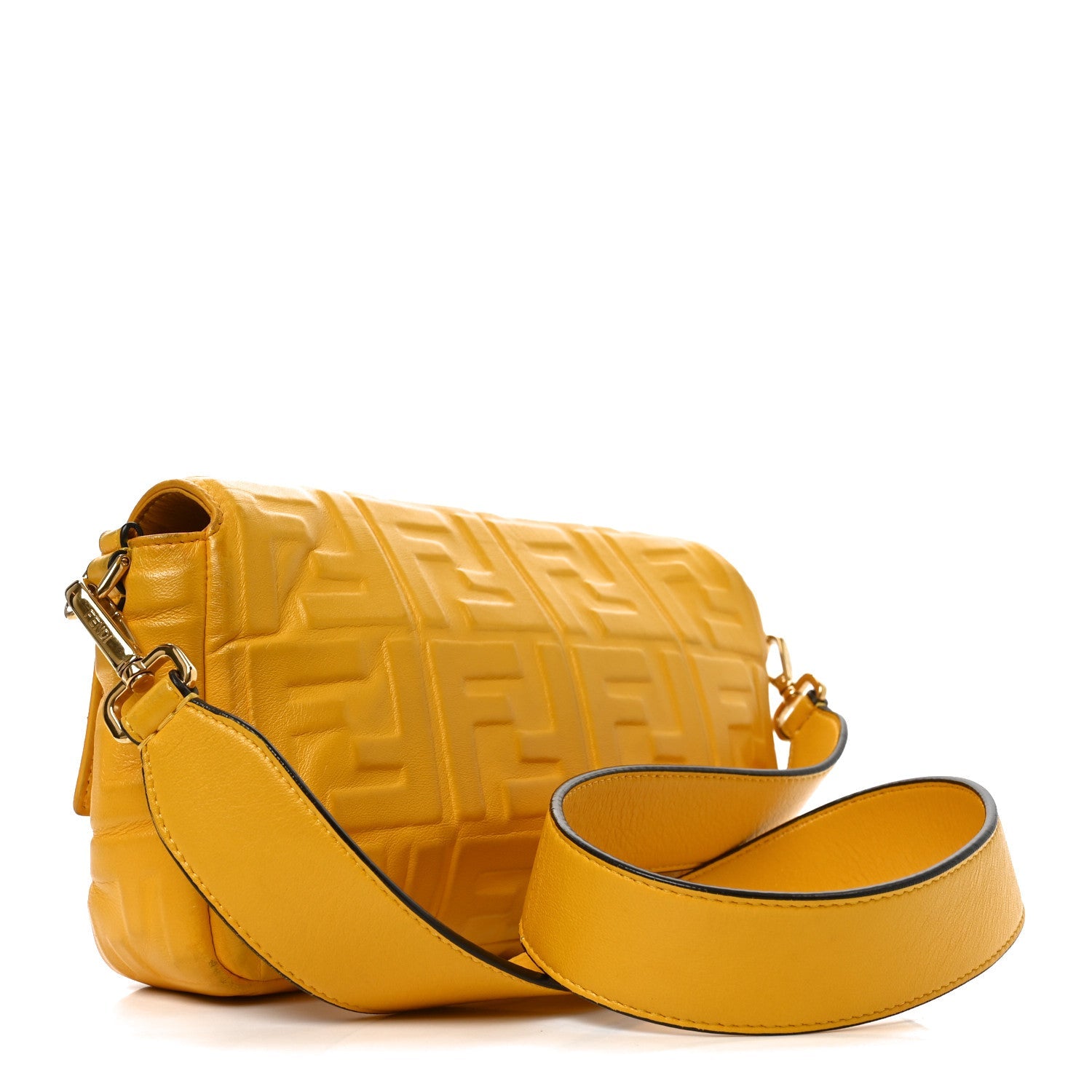 Fendi Nappa FF 1974 Embossed Baguette Mimosa