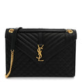 Saint Laurent Grain De Poudre Textured Mixed Matelasse Large Triquilt Monogram Satchel Black