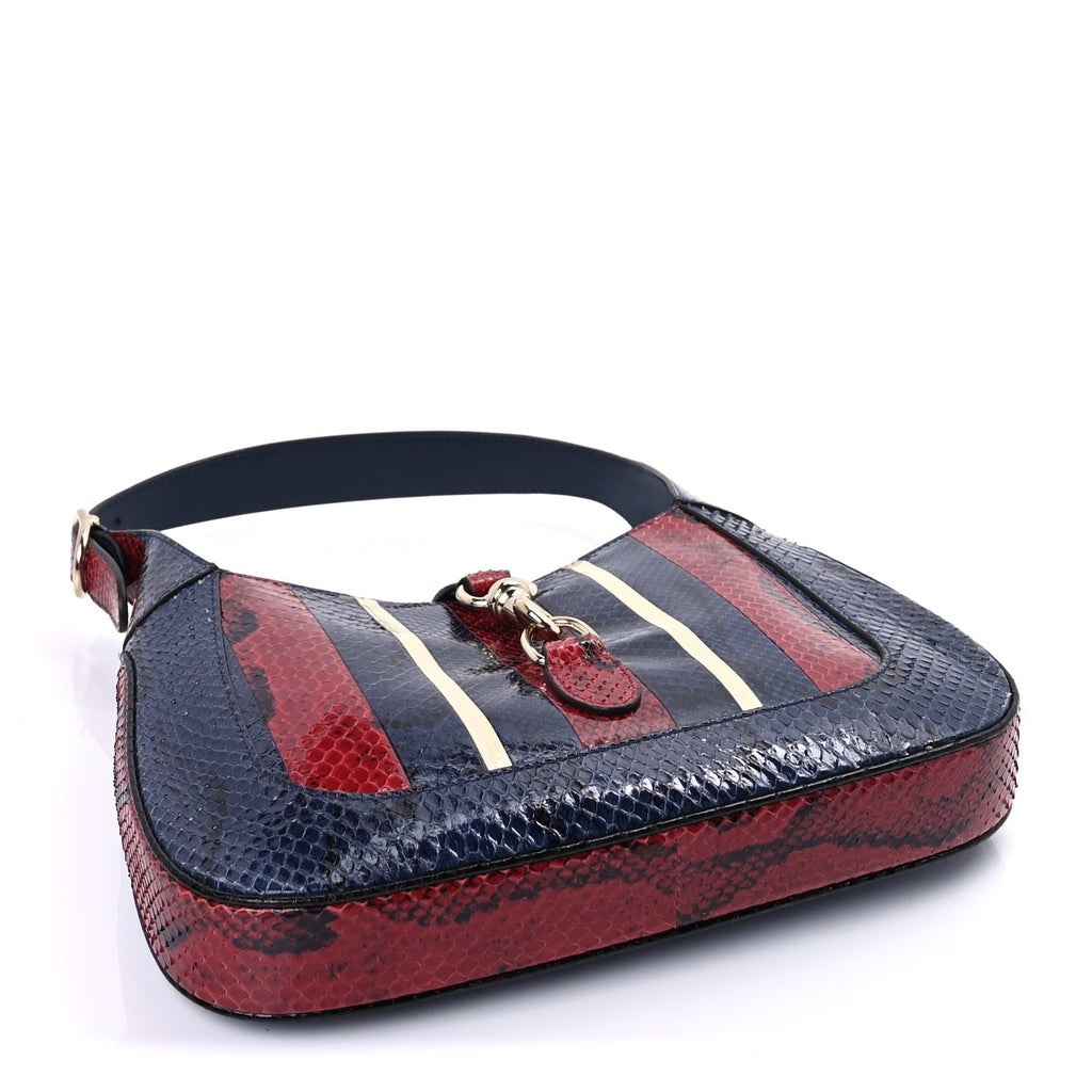 Gucci Snakeskin Web Small Jackie 1961 Hobo Blue