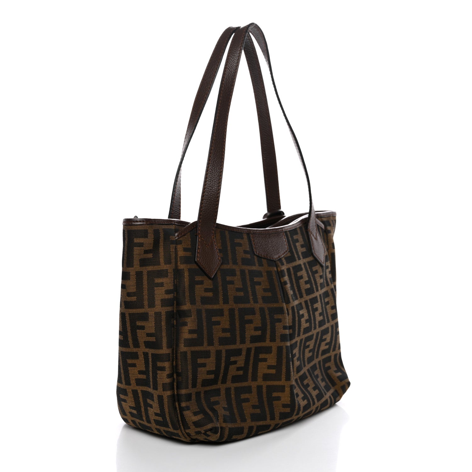 Fendi Zucca Vitello Artic Medium Shopping Tote Tobacco Castagna