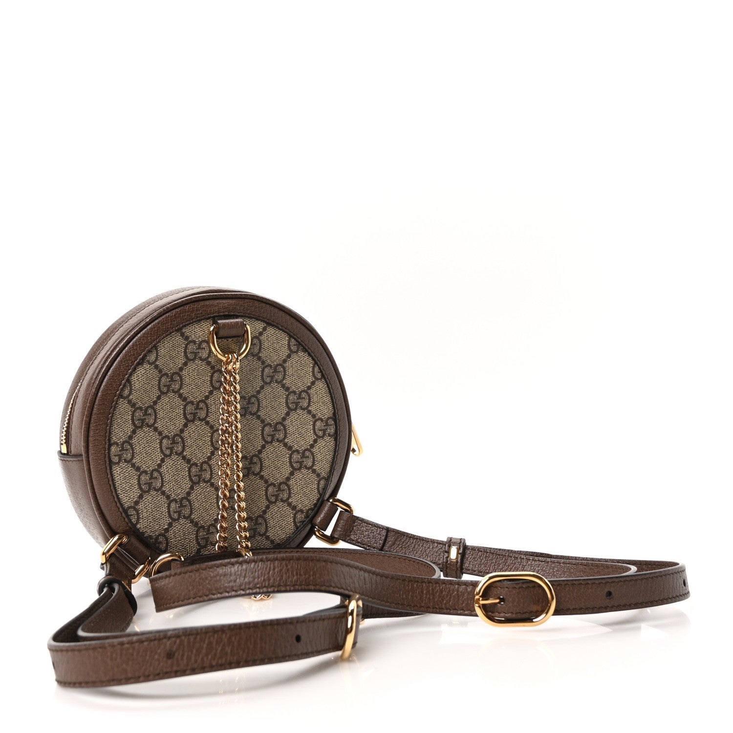 Gucci GG Supreme Monogram Web Mini Ophidia Round Backpack Brown