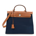 Hermès Vache Hunter Toile Herbag Zip 31 PM Bleu De Malte Natural