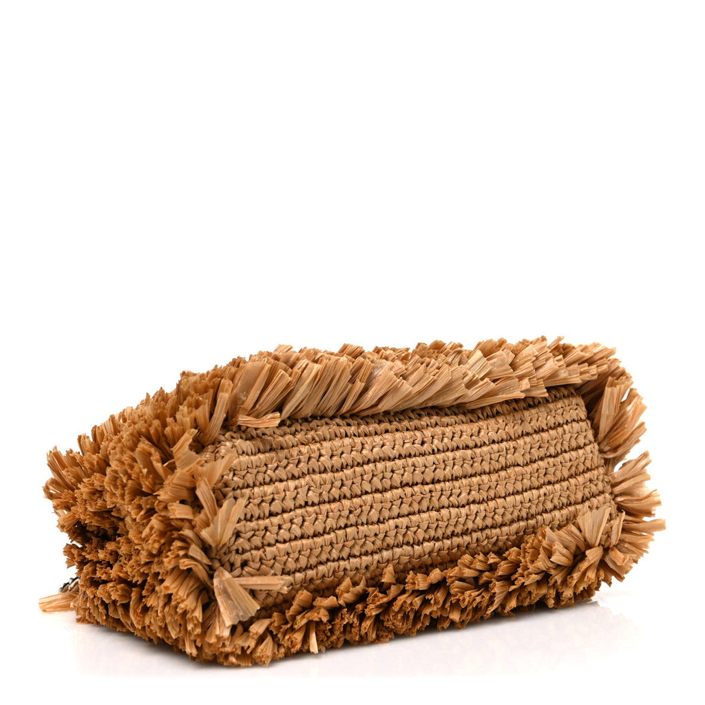 Chanel Raffia Fringe Nano Kelly Shopper Dark Beige