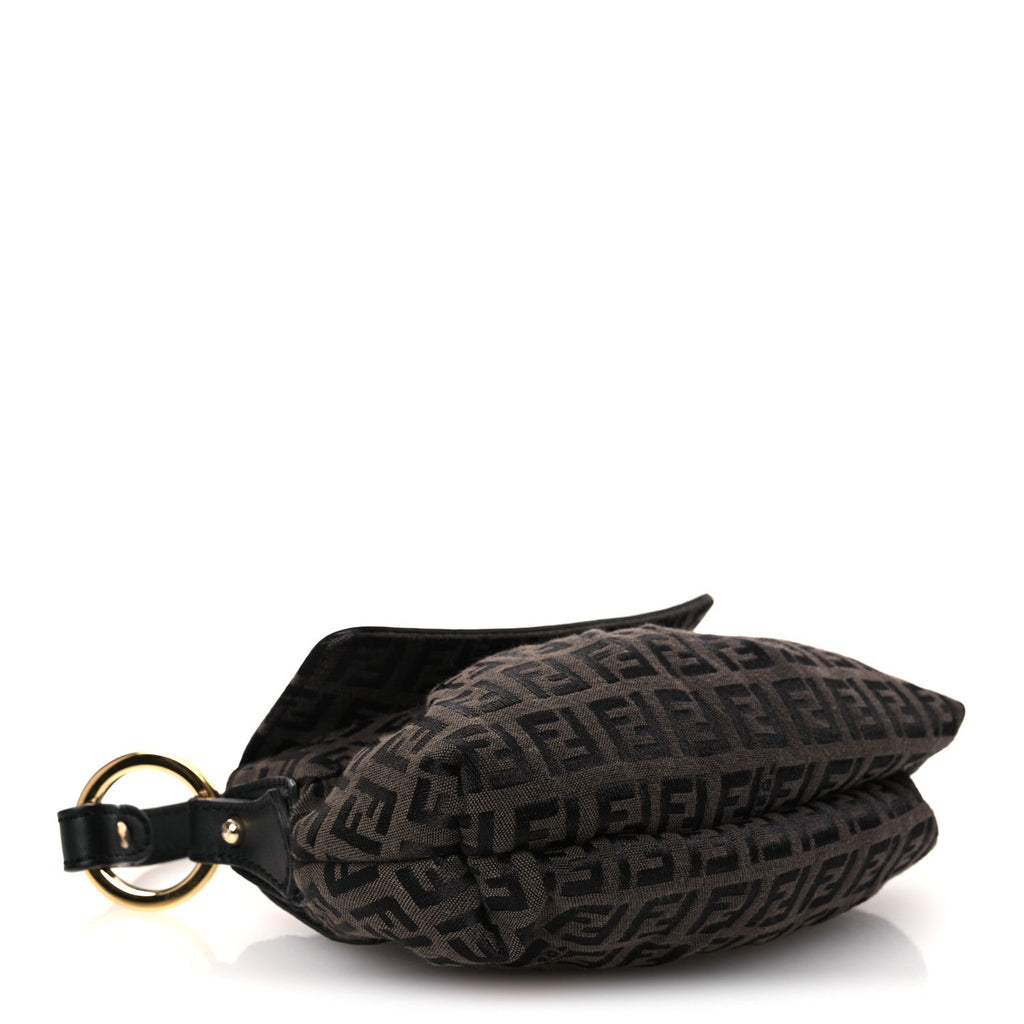 Fendi Zucchino Mini Chef Shoulder Bag Tobacco Moro Black