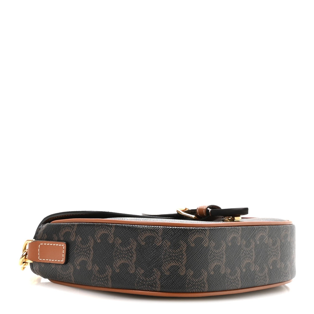Celine Triomphe Canvas Folco Shoulder Bag Tan Tan