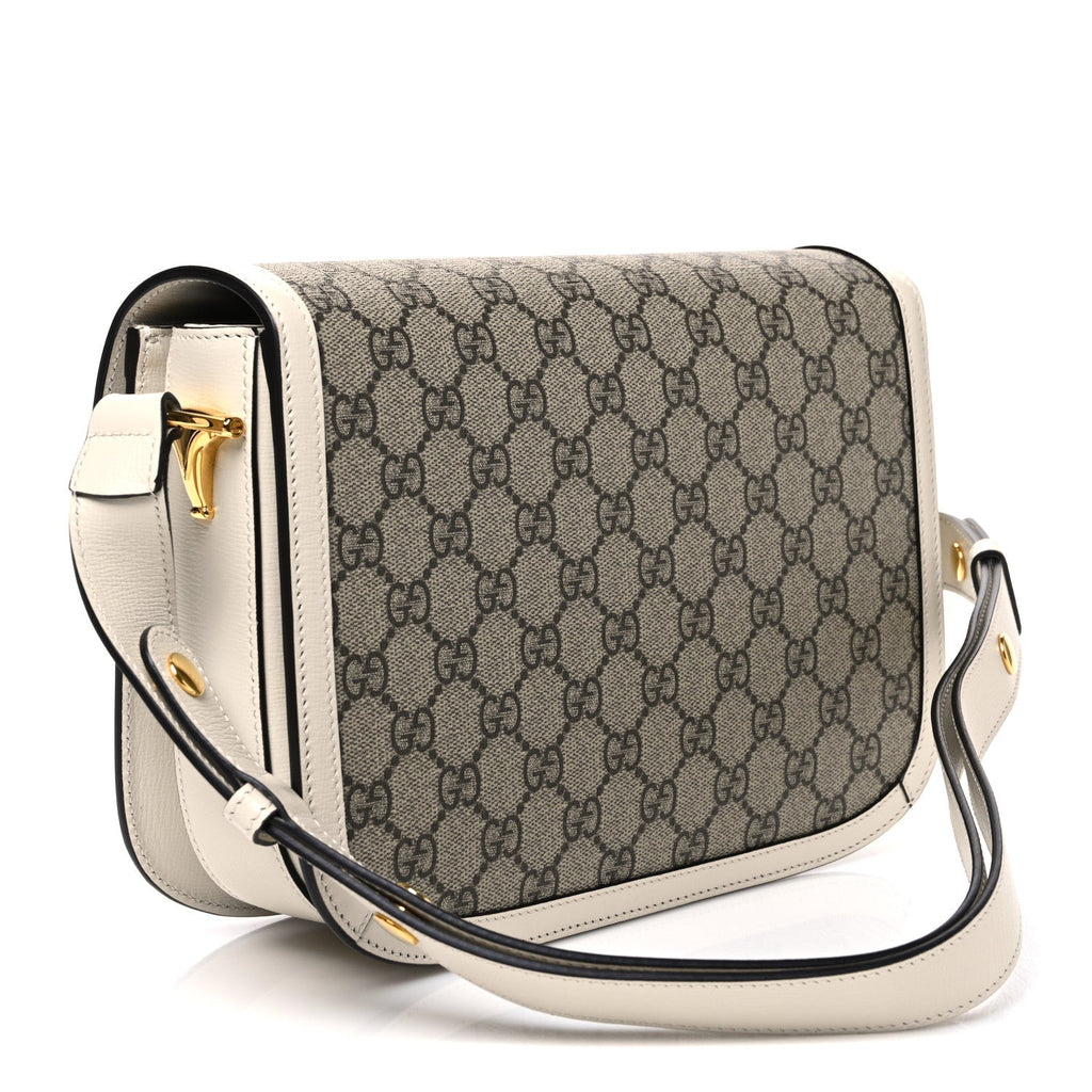Gucci GG Supreme Monogram Horsebit 1955 Shoulder Bag Beige Mystic White