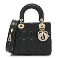 Dior Lambskin Cannage Crystal Small My ABCDior Lady Dior Black