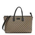 Gucci GG Supreme Monogram Medium Zippered Tote Dark Brown
