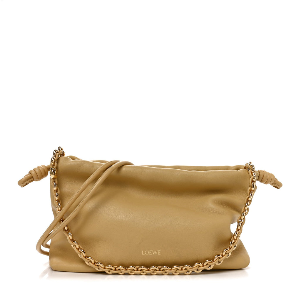 Loewe Mellow Nappa Medium Donut Chain Flamenco Knot Clutch Sahara