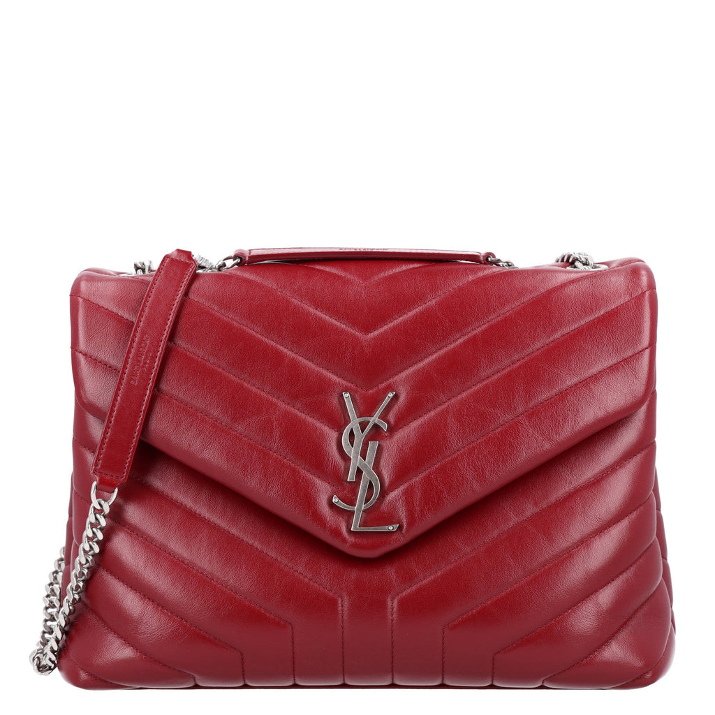 Saint Laurent Calfskin Y Quilted Monogram Medium Loulou Chain Satchel Palissandre