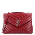 Saint Laurent Calfskin Y Quilted Monogram Medium Loulou Chain Satchel Palissandre